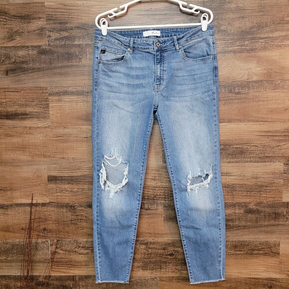 Kancan Jeans Size 30 Cassandra Super Skinny Mid Rise Ripped Raw Hem Stretch - Picture 1 of 10